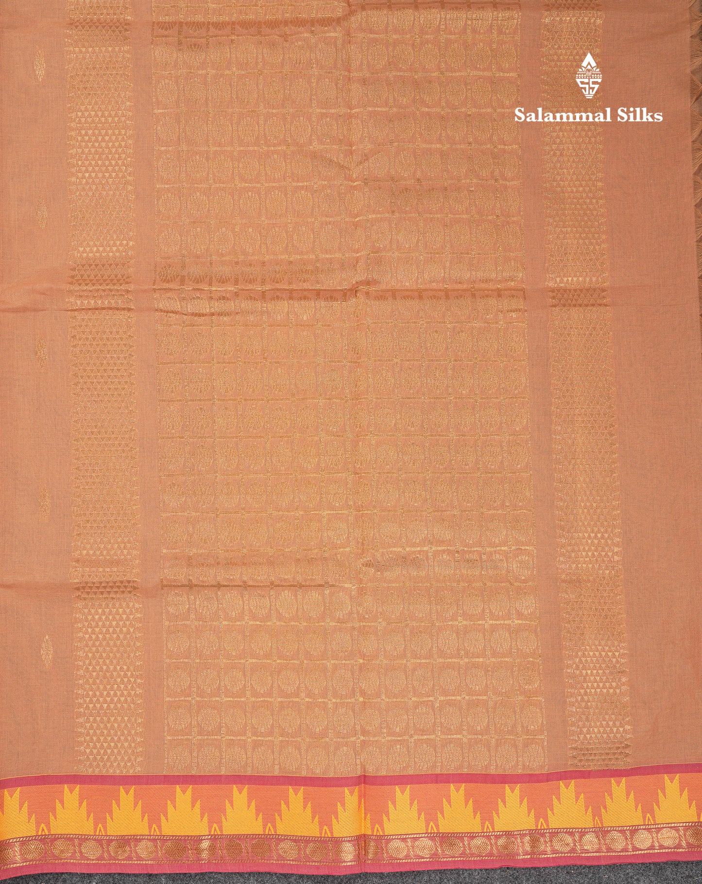 Beautiful Light Elaichi Green Pure Cotton Saree With Traditional Temple Border