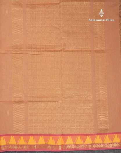 Beautiful Light Elaichi Green Pure Cotton Saree With Traditional Temple Border