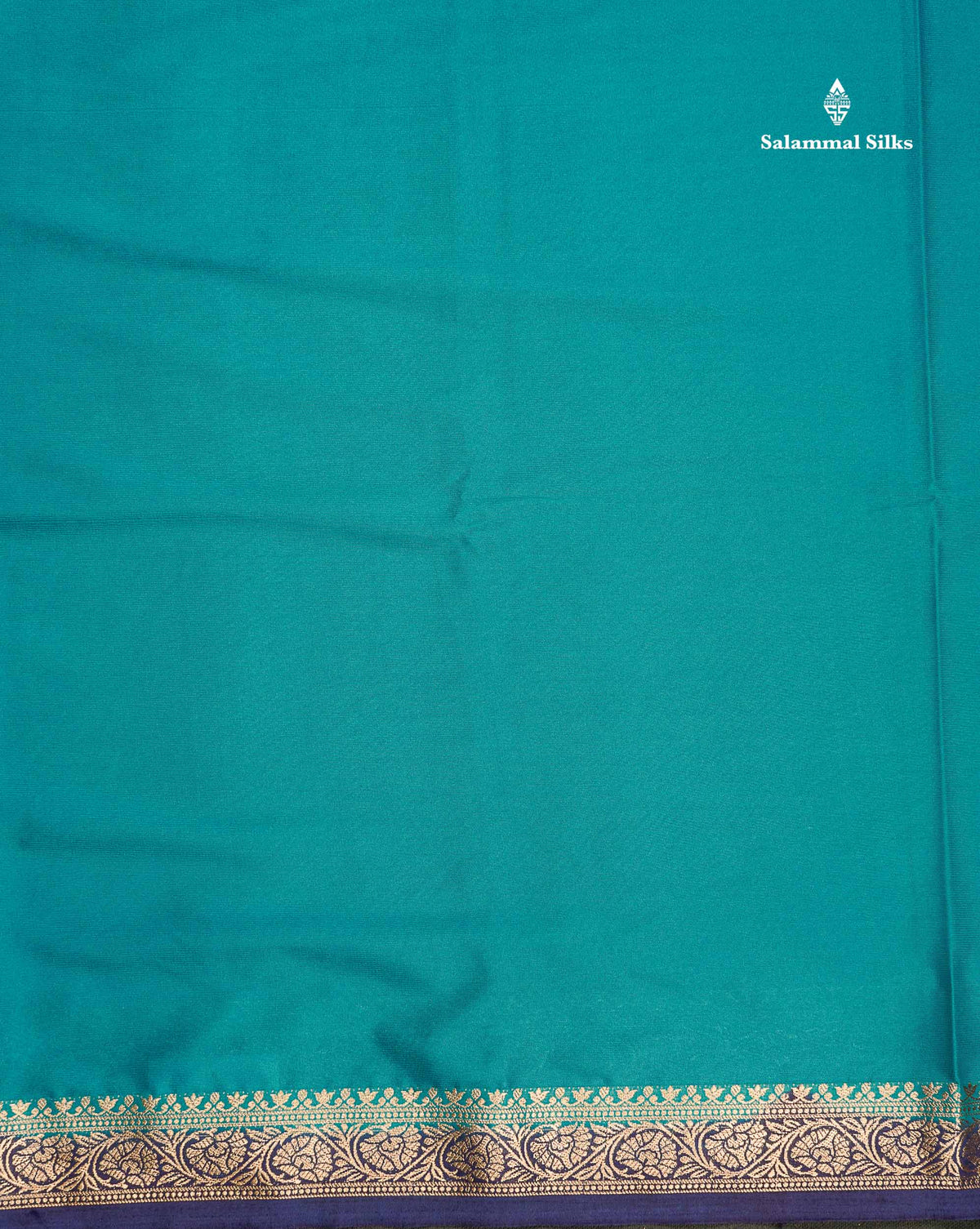 Semi Mysore Silk Saree - Pinkish Peach  Colour Body Plain With Contrast Navy Blue Small Border