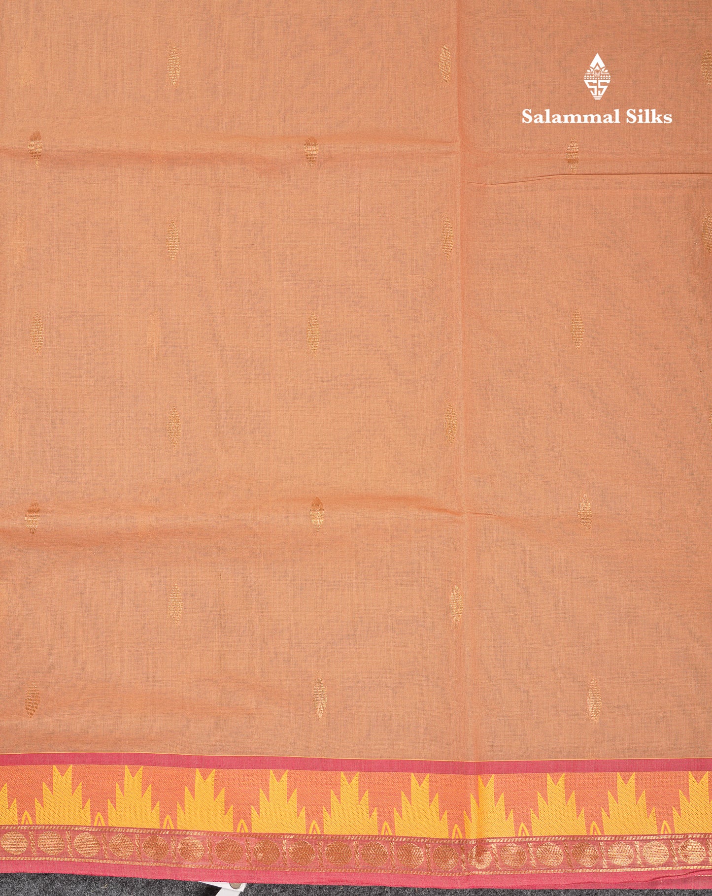 Beautiful Light Elaichi Green Pure Cotton Saree With Traditional Temple Border