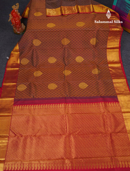 Beautiful Dark Magenta Pure Kanjivaram Silk Jacquard Saree With Contrast Maroon Border