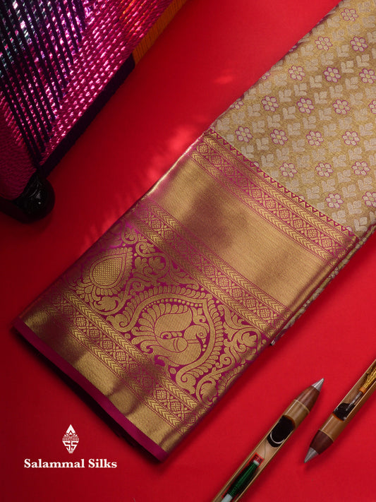 Semi Silk Pattu Pavadai (Gold Tissue) With Gold Blouse 45 "
