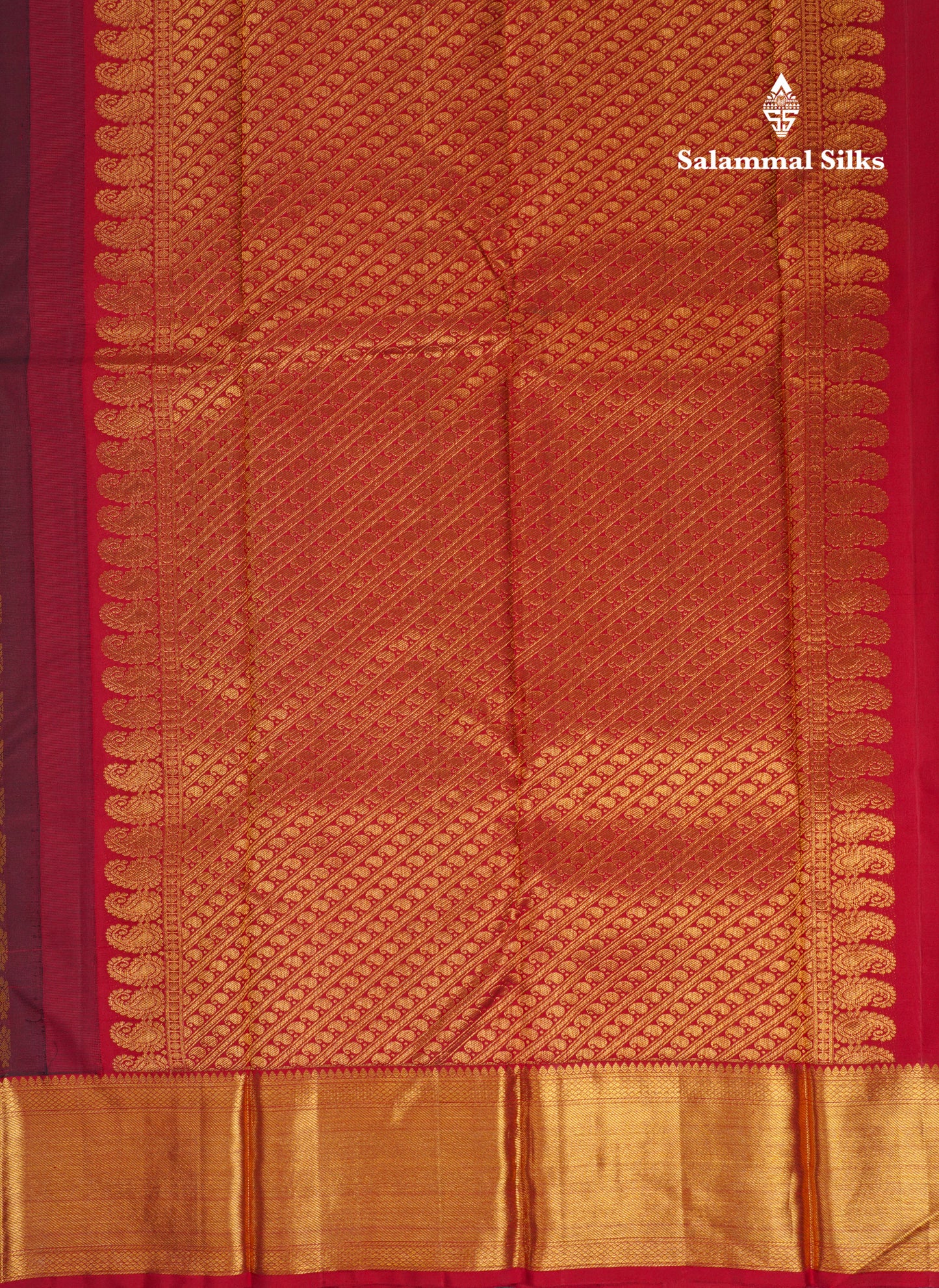 Beautiful Dark Magenta Pure Kanjivaram Silk Jacquard Saree With Contrast Maroon Border
