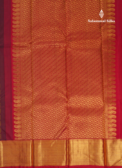 Beautiful Dark Magenta Pure Kanjivaram Silk Jacquard Saree With Contrast Maroon Border