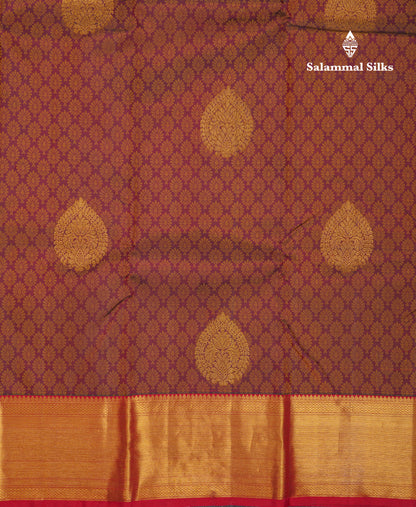 Beautiful Dark Magenta Pure Kanjivaram Silk Jacquard Saree With Contrast Maroon Border