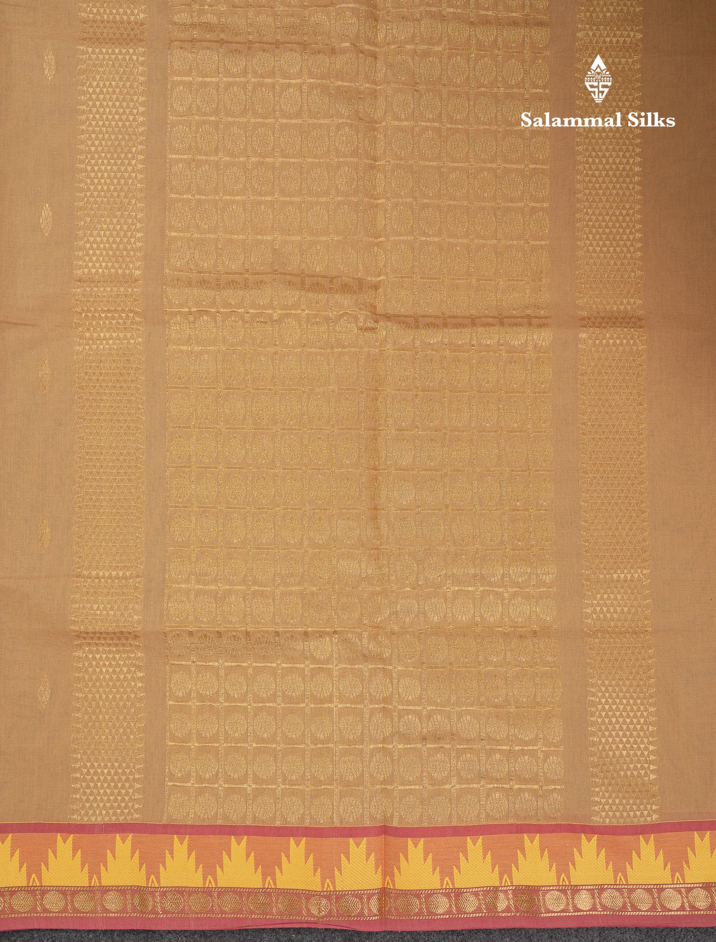 Beautiful Light Elaichi Green Pure Cotton Saree With Traditional Temple Border
