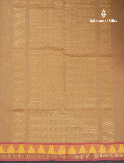 Beautiful Light Elaichi Green Pure Cotton Saree With Traditional Temple Border