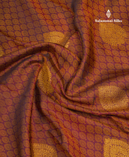 Beautiful Dark Magenta Pure Kanjivaram Silk Jacquard Saree With Contrast Maroon Border