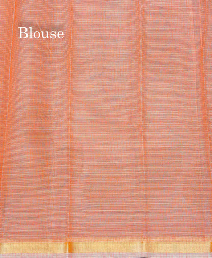 Kota Cotton Fancy Saree - Light Orange Colour Body With Small Ribbon Border