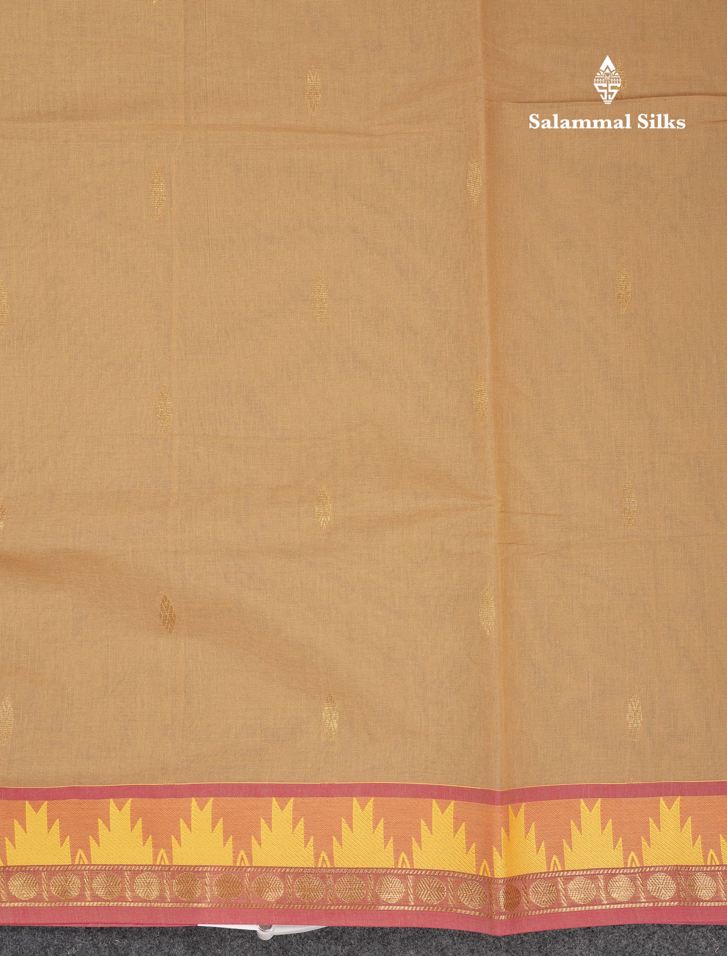Beautiful Light Elaichi Green Pure Cotton Saree With Traditional Temple Border