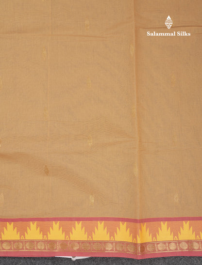Beautiful Light Elaichi Green Pure Cotton Saree With Traditional Temple Border