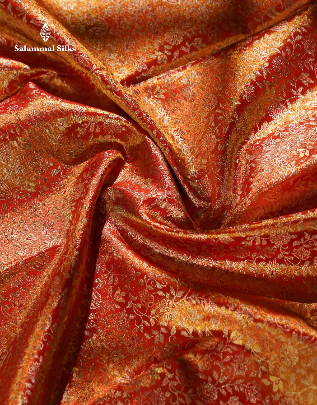 Beautiful Red Tissue Bridal Pure Kanjivaram Silk Saree With Traditional Border