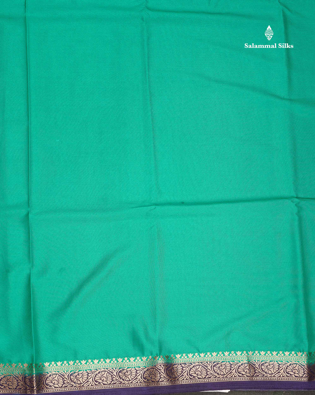 Semi Mysore Silk Saree - Pinkish Peach  Colour Body Plain With Contrast Navy Blue Small Border