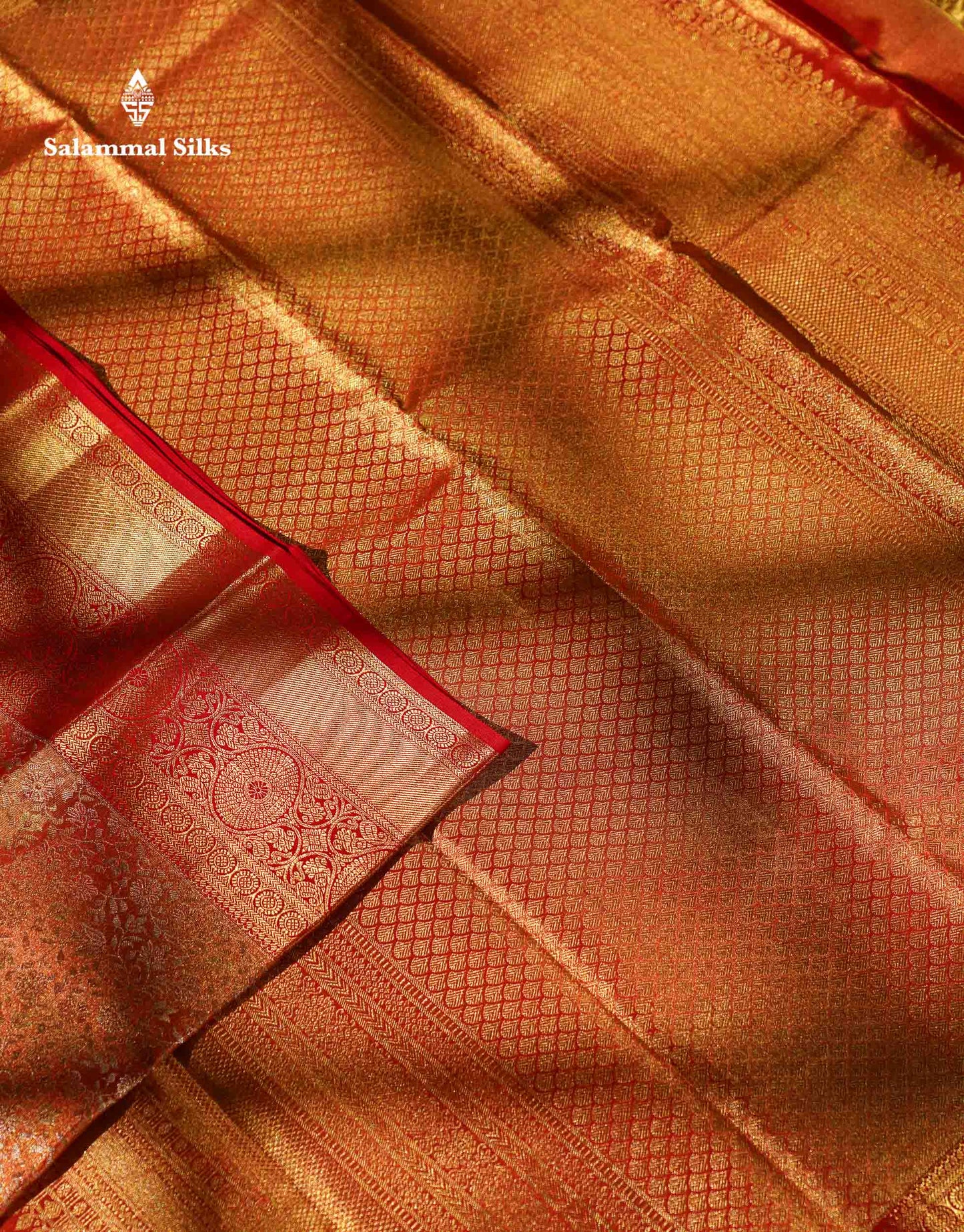 Beautiful Red Tissue Bridal Pure Kanjivaram Silk Saree With Traditional Border