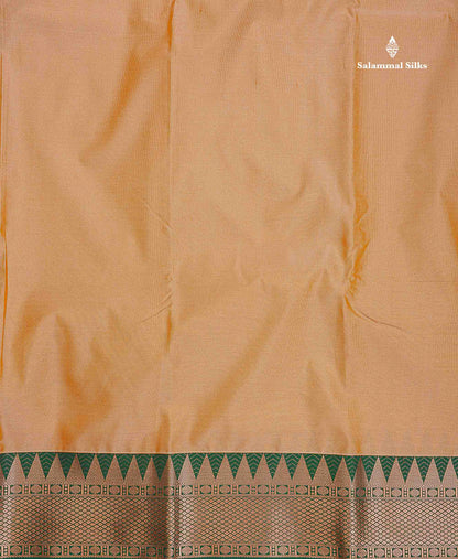 Semi Silk Saree - Anandha Blue Colour Body Plain With Contrast Maroon Traditional Temple Border
