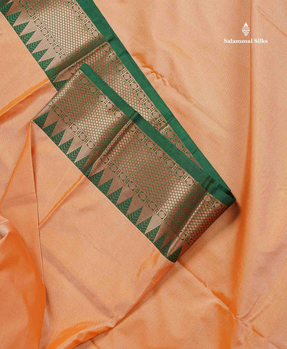Semi Silk Saree - Anandha Blue Colour Body Plain With Contrast Maroon Traditional Temple Border