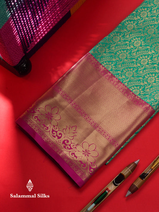 Semi Silk Pattu Pavadai (Saffire Green) With Pink Blouse 45 "