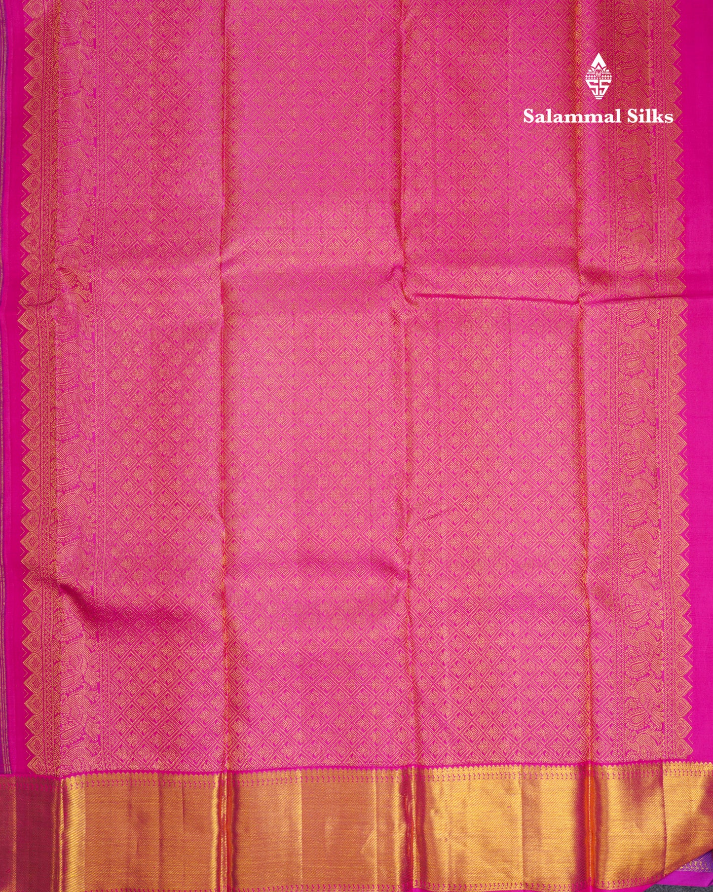 Beautiful Violet Pure Kanjivaram Silk Jacquard Saree With Contrast Pink Traditional Border