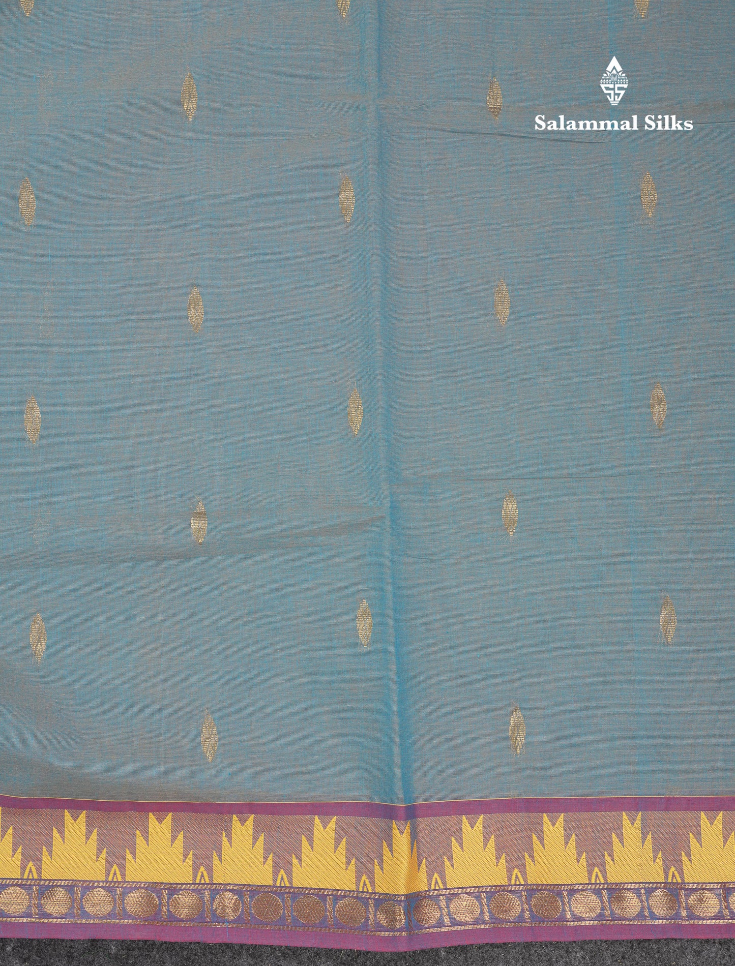 Beautiful Light Elaichi Green Pure Cotton Saree With Traditional Temple Border
