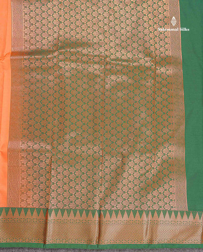 Semi Silk Saree - Anandha Blue Colour Body Plain With Contrast Maroon Traditional Temple Border