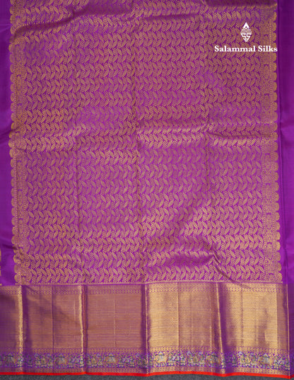 Beautiful Dark Purple Menakari Work Bridal Pure Kanjivaram Pure Silk Saree with Traditional Pallaku Evening Morning Border