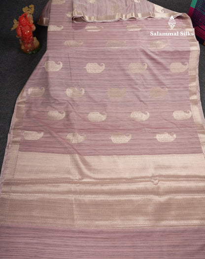 Beautiful Light Violet Jute Mix Saree With Small Fancy Border