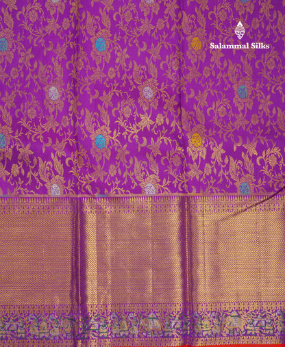 Beautiful Dark Purple Menakari Work Bridal Pure Kanjivaram Pure Silk Saree with Traditional Pallaku Evening Morning Border