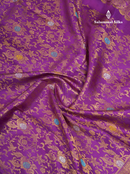 Beautiful Dark Purple Menakari Work Bridal Pure Kanjivaram Pure Silk Saree with Traditional Pallaku Evening Morning Border