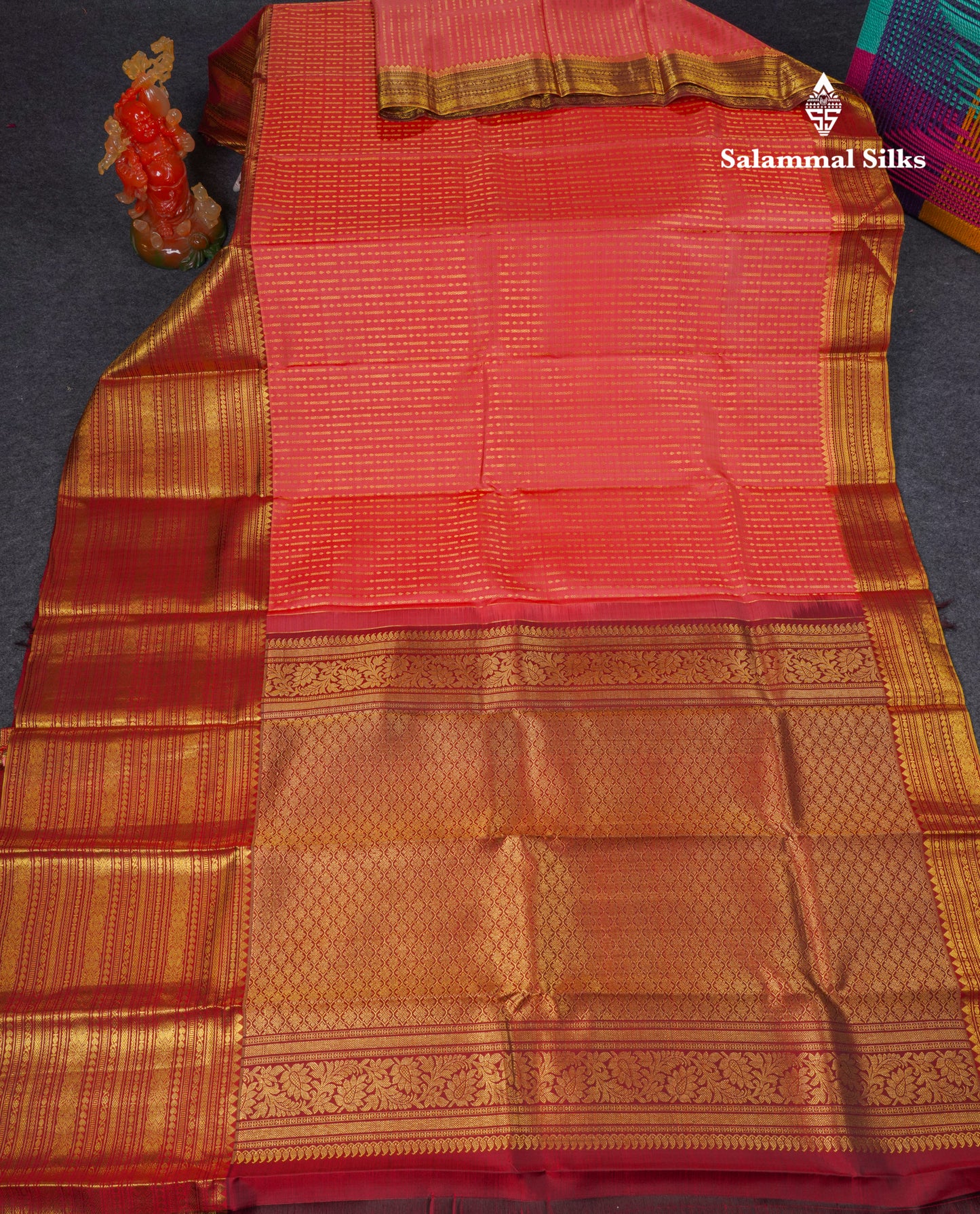 Beautiful Dark Peach Kanjivaram Pure Kanjivaram Silk Saree With Contrast Maroon Traditional Evening Morning Border