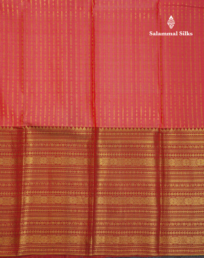 Beautiful Dark Peach Kanjivaram Pure Kanjivaram Silk Saree With Contrast Maroon Traditional Evening Morning Border