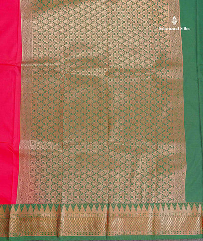 Semi Silk Saree - Anandha Blue Colour Body Plain With Contrast Maroon Traditional Temple Border