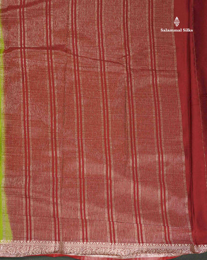 Semi Mysore Silk Saree - Pinkish Peach  Colour Body Plain With Contrast Navy Blue Small Border