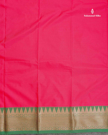 Semi Silk Saree - Anandha Blue Colour Body Plain With Contrast Maroon Traditional Temple Border