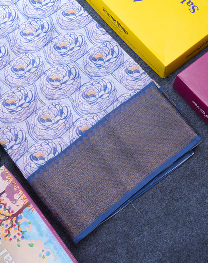 Baby Pink Colour Chanderi Mixed Cotton Saree With Contrast Violet Border
