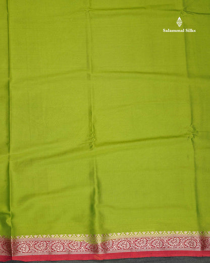 Semi Mysore Silk Saree - Pinkish Peach  Colour Body Plain With Contrast Navy Blue Small Border