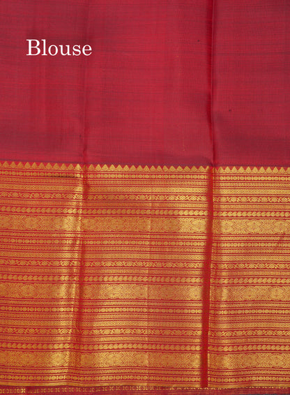 Beautiful Dark Peach Kanjivaram Pure Kanjivaram Silk Saree With Contrast Maroon Traditional Evening Morning Border