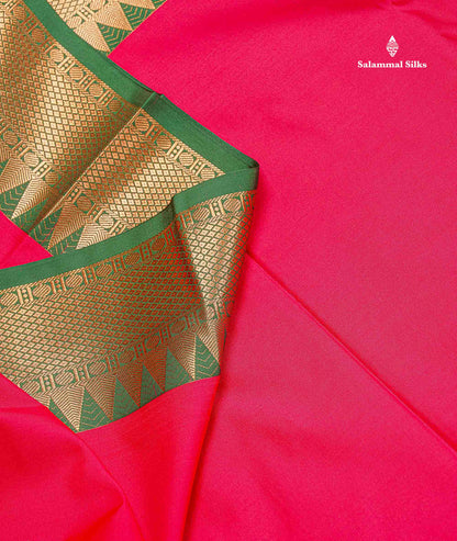 Semi Silk Saree - Anandha Blue Colour Body Plain With Contrast Maroon Traditional Temple Border