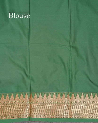 Semi Silk Saree - Anandha Blue Colour Body Plain With Contrast Maroon Traditional Temple Border