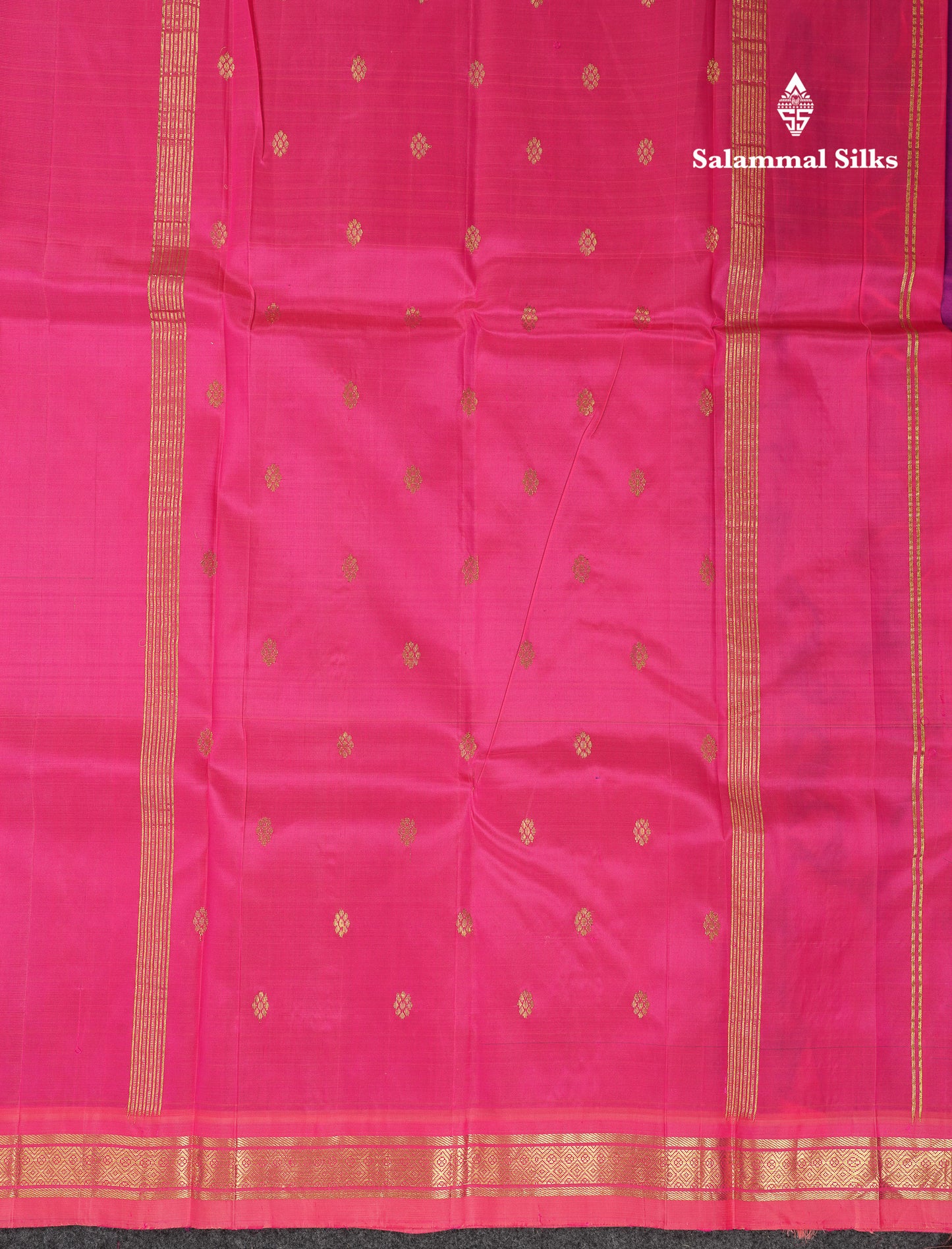 Beautiful Magenta Pink Pure Kanjivaram Silk Saree With Contrast Light Pink One Side Traditional Border