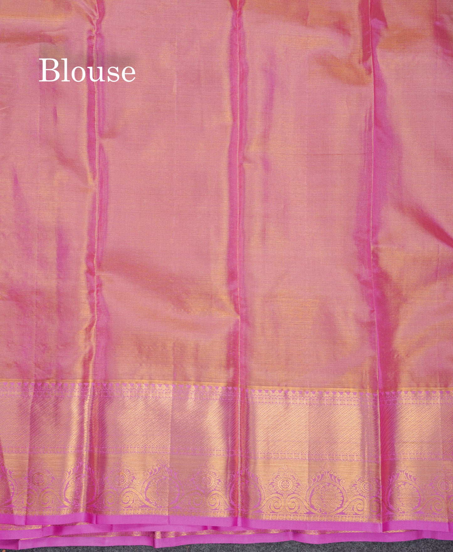 Beautiful Parrot Green Tissue Pure Kanjivaram Silk Saree With Contrast Pink Traditional Border