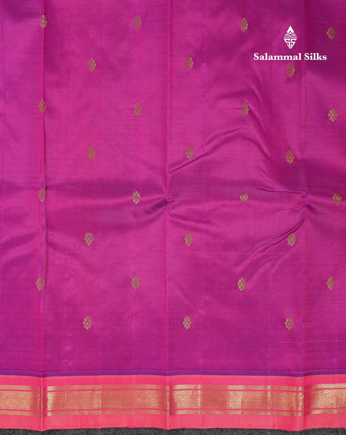 Beautiful Magenta Pink Pure Kanjivaram Silk Saree With Contrast Light Pink One Side Traditional Border