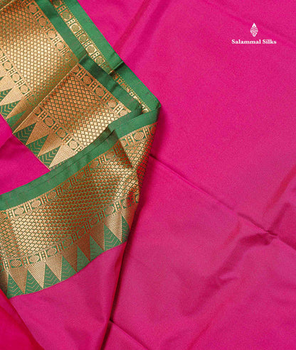 Semi Silk Saree - Anandha Blue Colour Body Plain With Contrast Maroon Traditional Temple Border