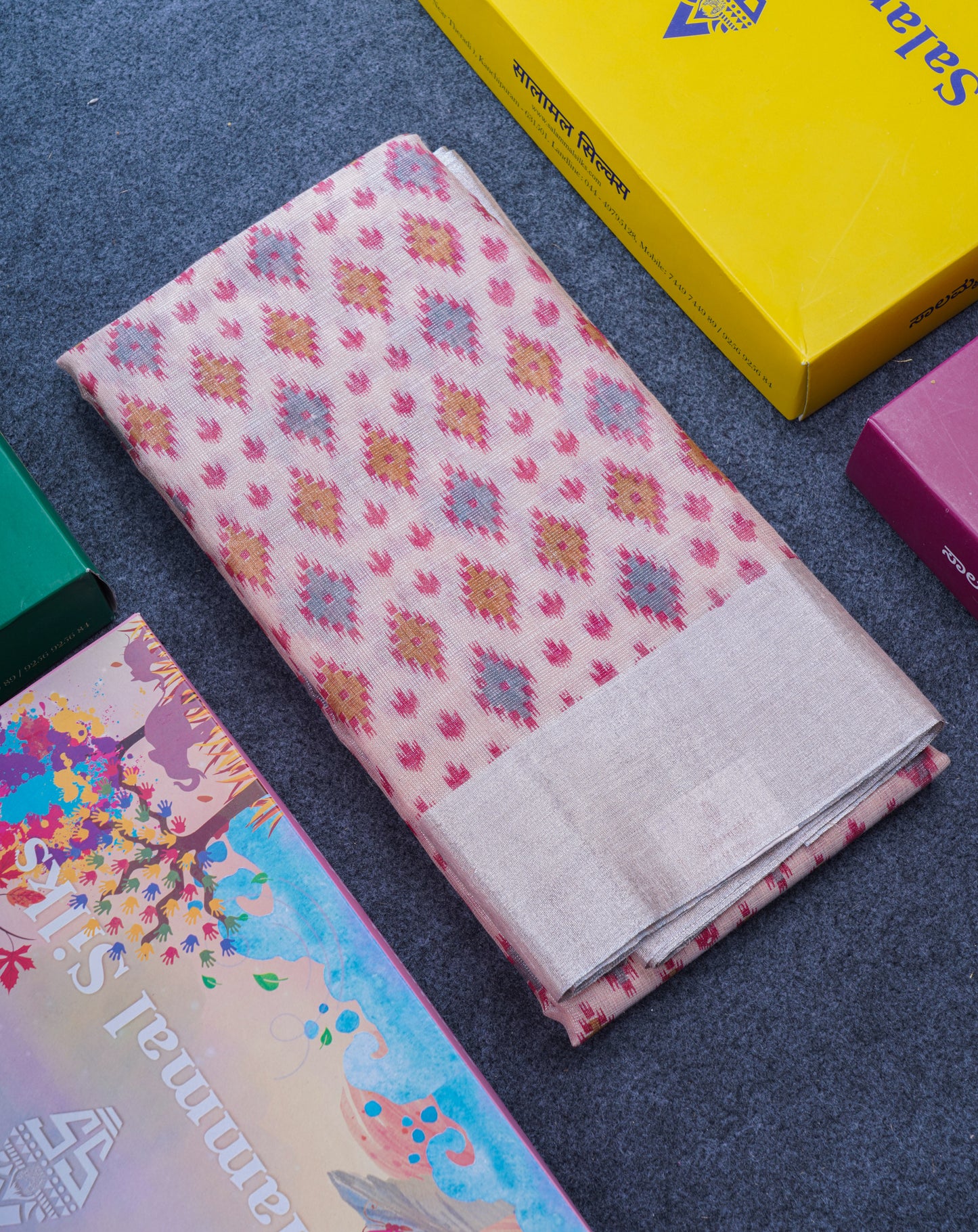 Baby Pink Colour Tissue Kota Cotton Printed Saree With Tissue Border