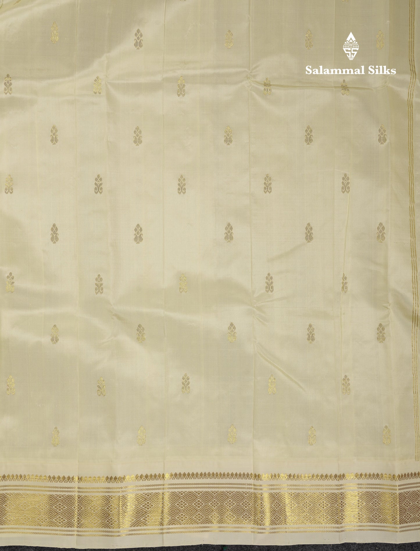 Beautiful Half White Pure Kanjivaram Silk Saree With One Side Traditional Border