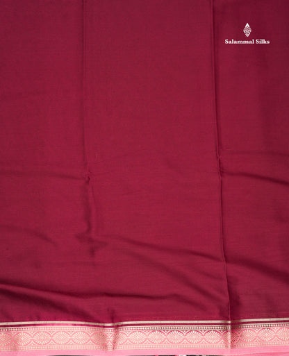 Semi Mysore Silk Saree - Bottle Green Colour Body Plain With Contrast Baby Pink Small Border