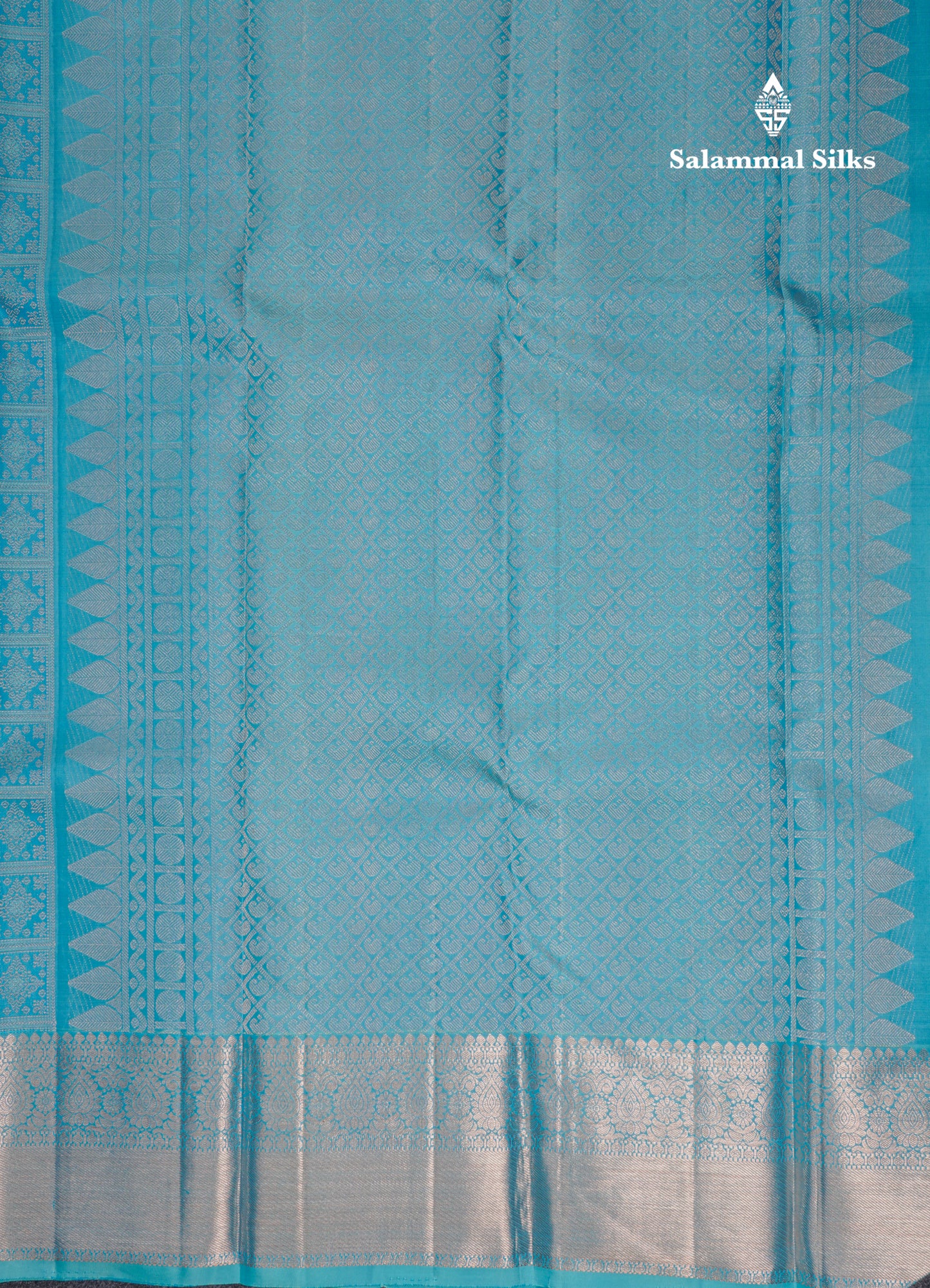 Beautiful Sky Blue Bridal Pure Kanjivaram Silk Saree With Traditional Border