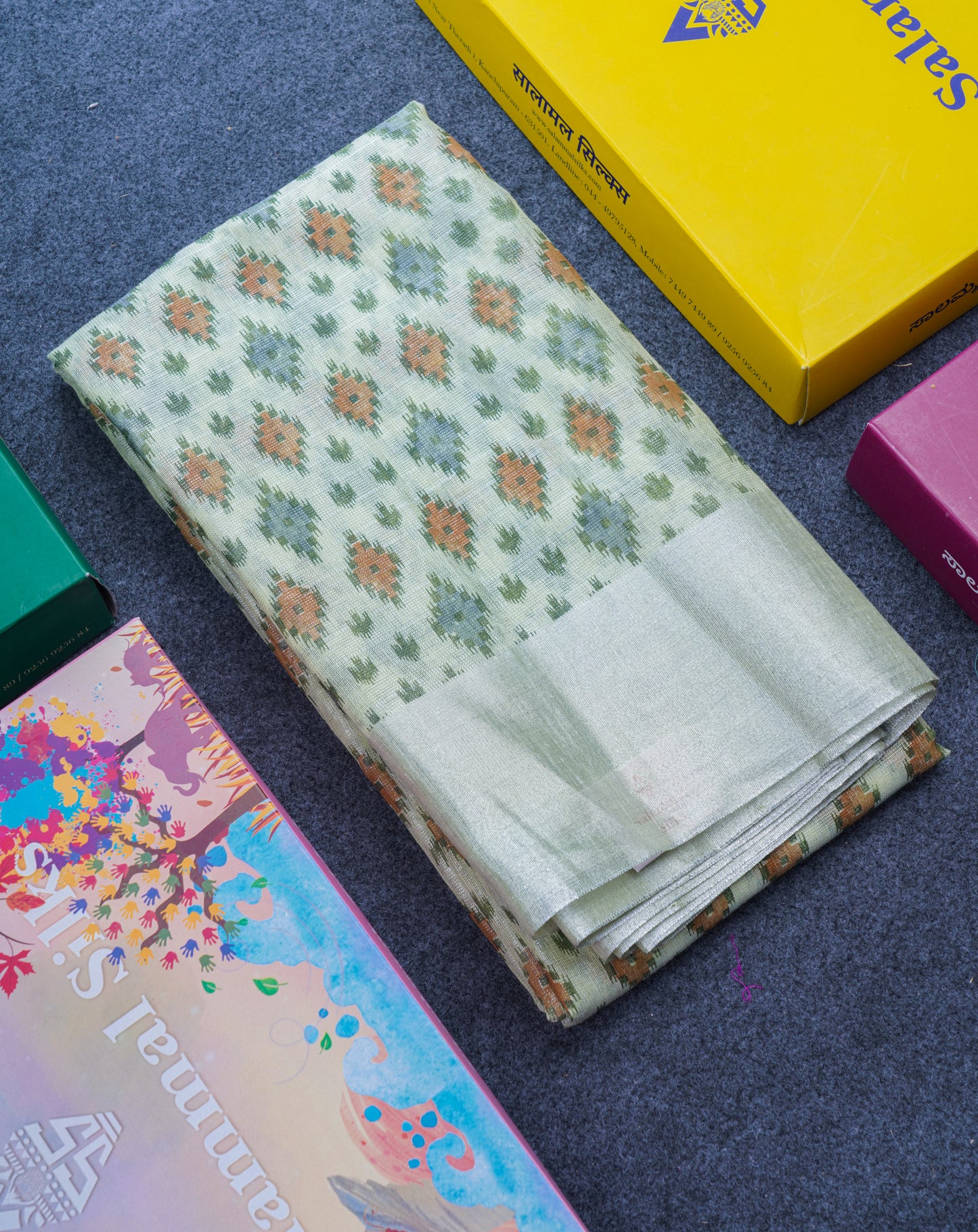 Baby Pink Colour Tissue Kota Cotton Printed Saree With Tissue Border