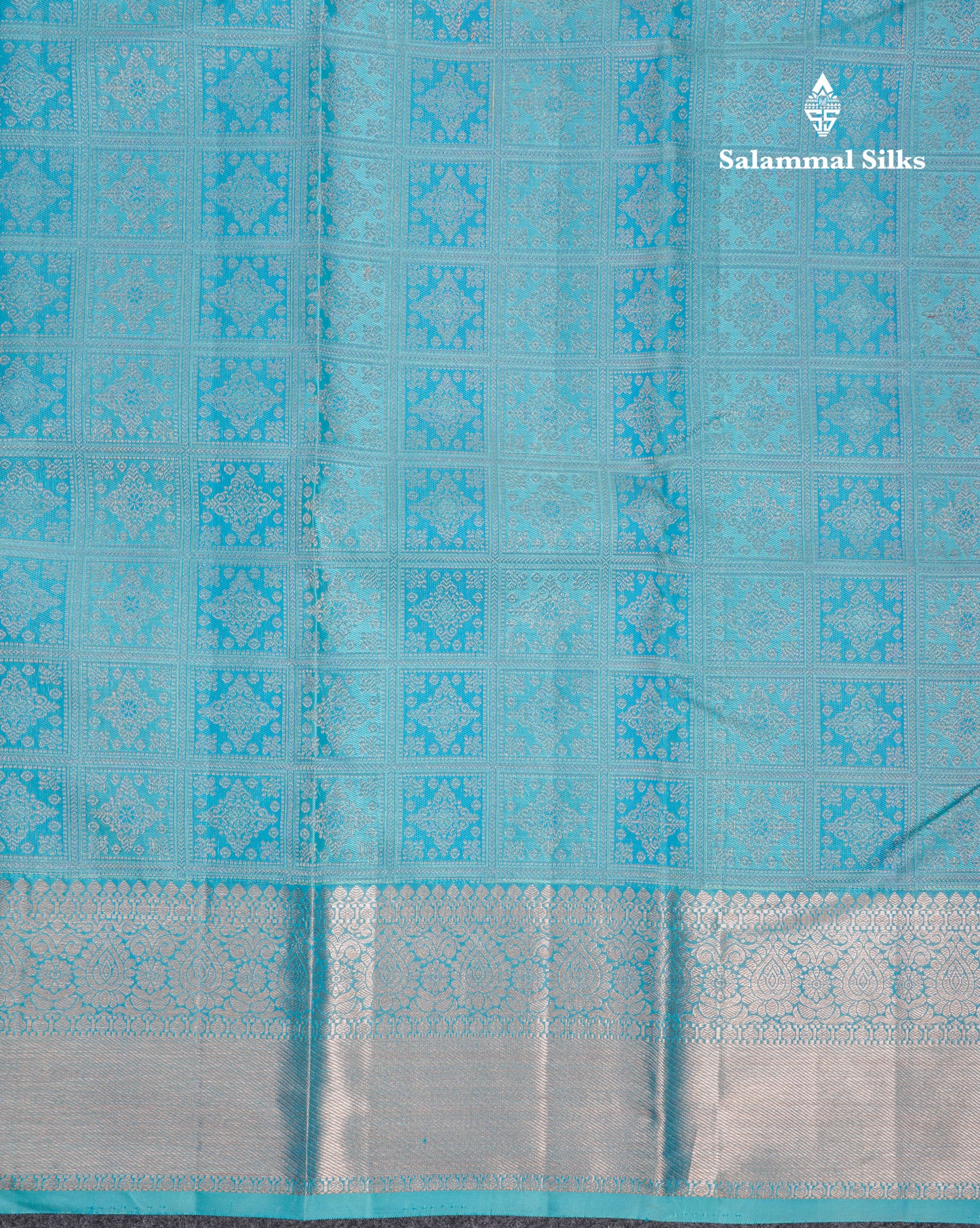 Beautiful Sky Blue Bridal Pure Kanjivaram Silk Saree With Traditional Border