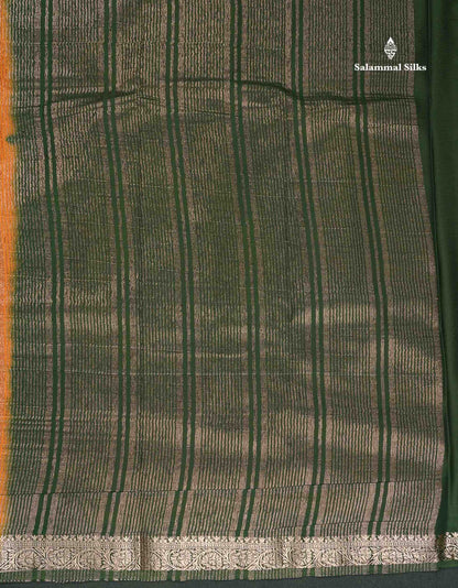 Semi Mysore Silk Saree - Pinkish Peach  Colour Body Plain With Contrast Navy Blue Small Border