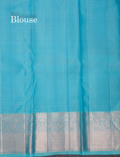 Beautiful Sky Blue Bridal Pure Kanjivaram Silk Saree With Traditional Border